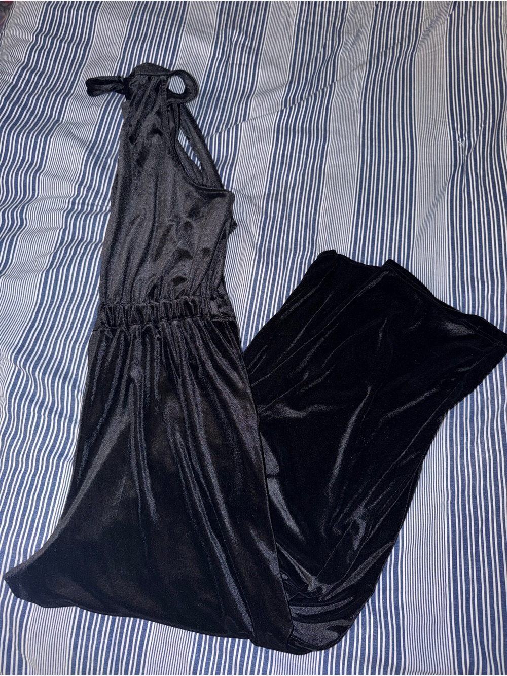 Black Velvet Halter Jumpsuit - Women's
